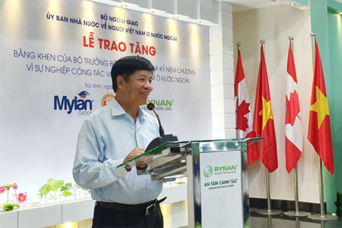 Thứ trưởng Bộ Ngoại giao, Chủ nhiệm Ủy ban Nhà nước về người Việt Nam ở nước ngoài Nguyễn Quốc Cường phát biểu tại buổi lễ