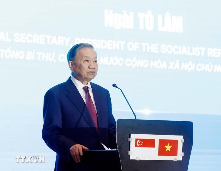 Tổng Bí thư, Chủ tịch nước Tô Lâm: Hợp tác công nghệ sẽ trở thành một trụ cột quan trọng trong quan hệ Việt Nam-Singapore- Ảnh 1.