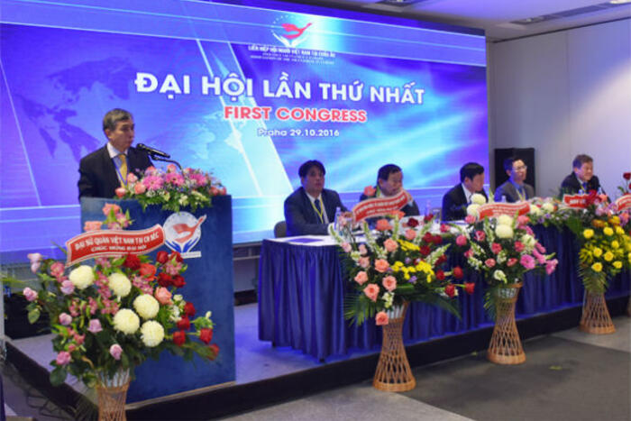 Phó Chủ nhiệm Ủy ban Nhà nước về người Việt Nam ở nước ngoài Đặng Trần Phong phát biểu tại Đại hội