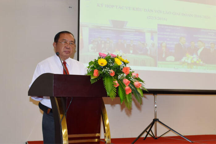 Ông Souvanna Phouyavong phát biểu tại buổi làm việc