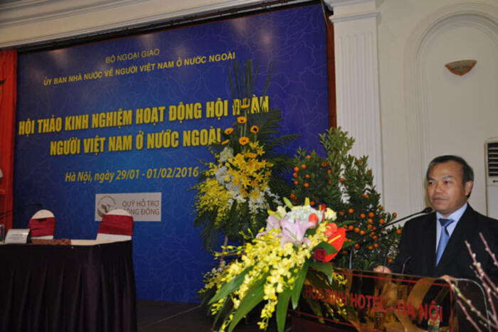 Thứ trưởng Ngoại giao, Chủ nhiệm Uỷ ban Nhà nước về người Việt Nam ở nước ngoài Vũ Hồng Nam phát biểu