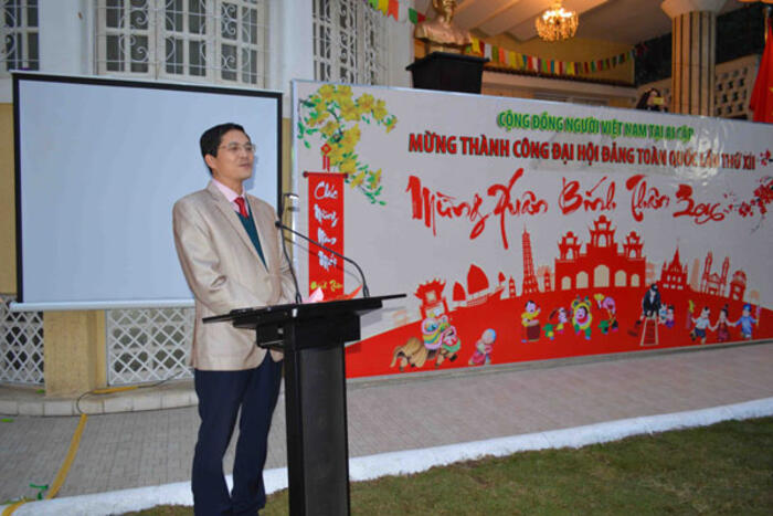 Đại sứ Đỗ Hoàng Long phát biểu chúc Tết cộng đồng