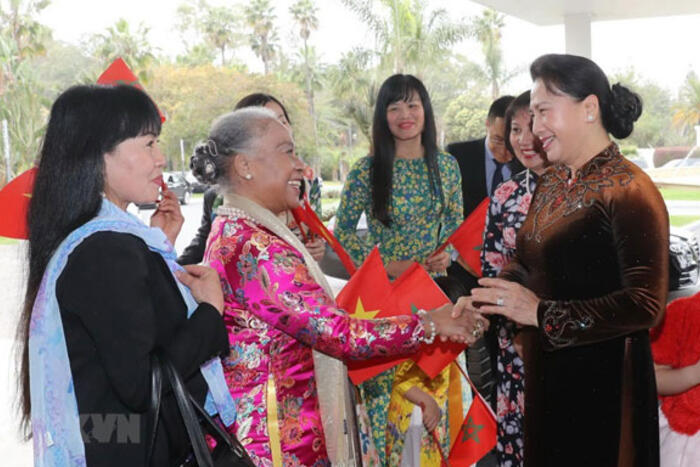 Kiều bào Việt Nam tại Maroc đón Chủ tịch Quốc hội Nguyễn Thị Kim Ngân, tháng 3/2019