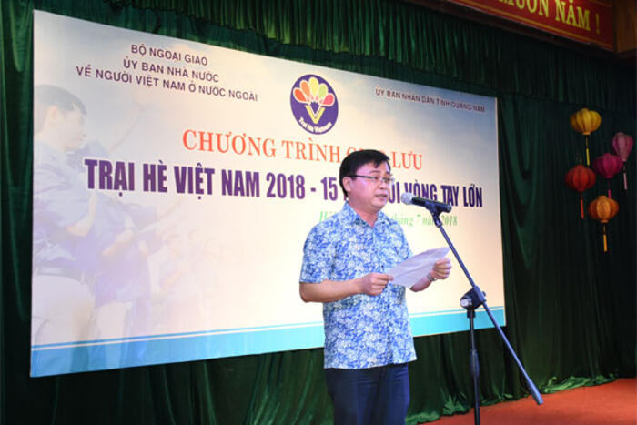 Ông Nguyễn Ngọc Kim- Phó giám đốc Phụ trách Sở Ngoại vụ tỉnh Quảng Nam phát biểu tại buổi giao lưu