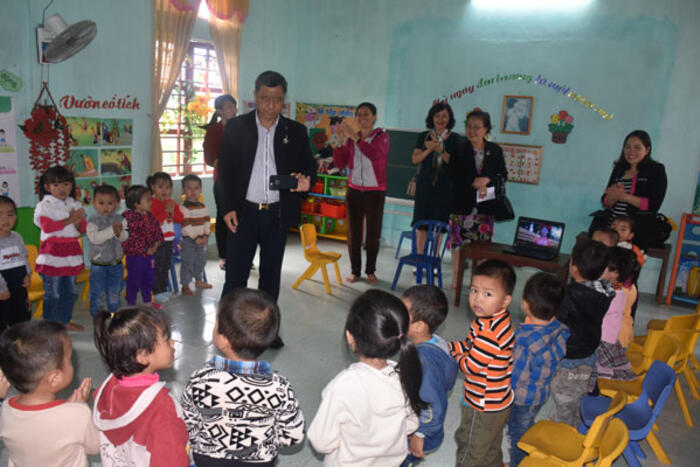 Đoàn thăm lớp học tại trường Mầm non An Ninh