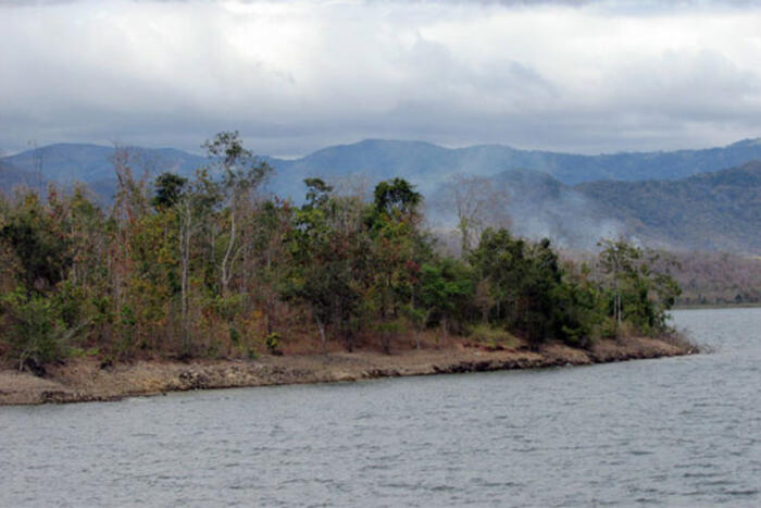 Vạt rừng ven hồ Cà Giây đẹp như mùa thu - Ảnh: Nguyễn Thiên Đăng