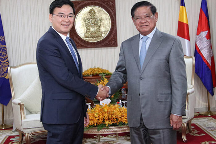 Thứ trưởng Phạm Quang Hiệu chào xã giao Phó Thủ tướng, Bộ trưởng Bộ Nội vụ Campuchia Samdech Kralahom Sar Kheng 