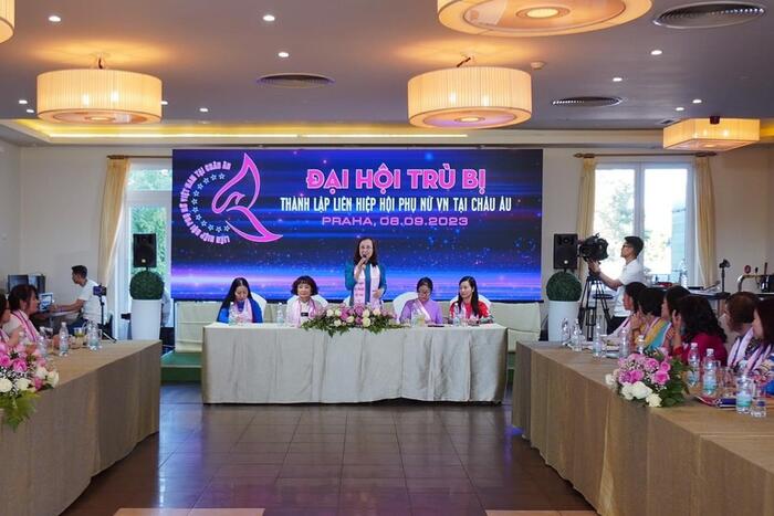 Bà Nguyễn Việt Triều phát biểu tại Phiên họp Trù bị. Ảnh : Hà Cần
