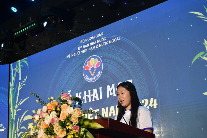 Nguyễn Khuê An, đại biểu từ Vương quốc Anh, bày tỏ tự hào khi được tham dự Trại hè 2024.