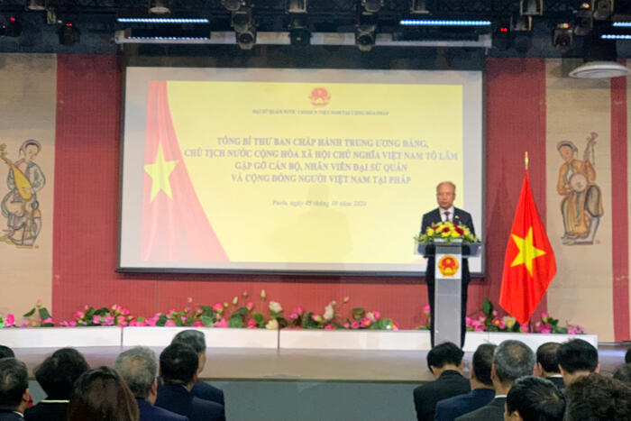 Đại sứ Việt Nam tại Pháp Đinh Toàn Thắng báo cáo  về tình hình cộng đồng người Việt tại Pháp với Tổng Bí thư, Chủ tịch nước Tô Lâm