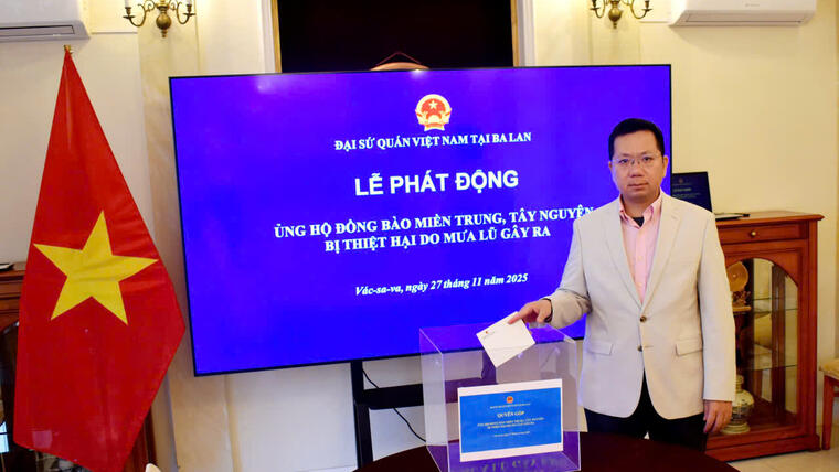 Đại sứ quán VN tại Ba Lan phát động ủng hộ đồng bào miền Trung, Tây Nguyên