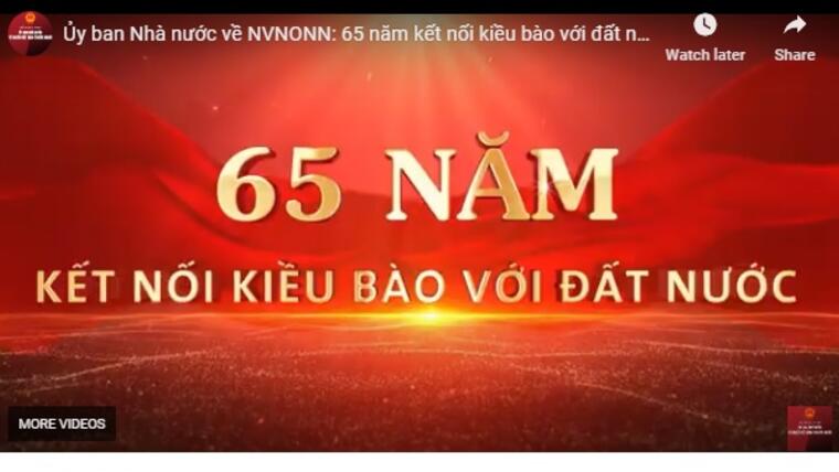 Ủy ban Nhà nước về NVNONN: 65 năm kết nối kiều bào với đất nước