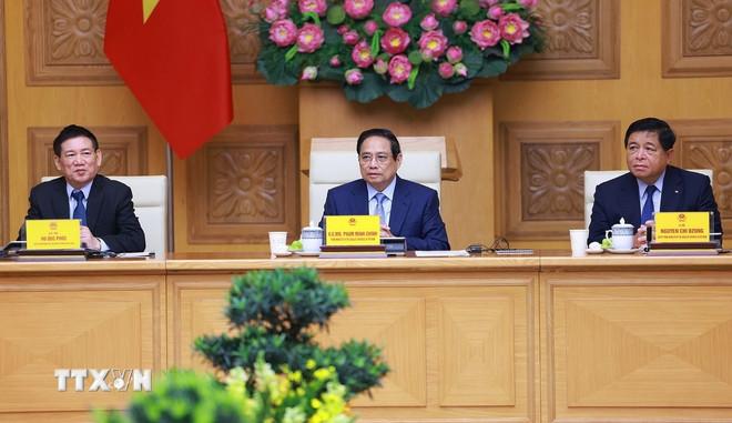 Thủ tướng Phạm Minh Chính gặp mặt đại diện các doanh nghiệp Hoa Kỳ đang đầu tư, kinh doanh tại Việt Nam. (Ảnh: Dương Giang/TTXVN) ttxvn-thu-tuong-pham-minh-chinh-gap-mat-cac-doanh-nghiep-hoa-ky-5.jpg