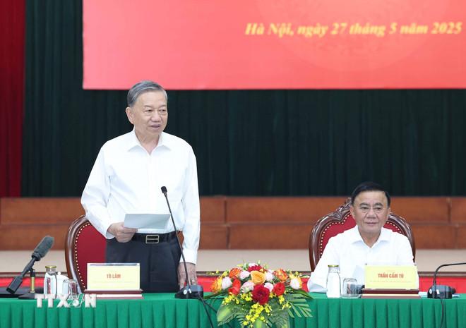 Tổng Bí Thư Tô Lâm phát biểu. (Ảnh: Thống Nhất/TTXVN) ttxvn-tong-bi-thu-to-lam-lam-viec-voi-ban-to-chuc-trung-uong-2705-4.jpg