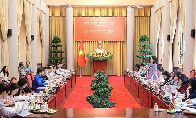 Quang cảnh Phiên họp thứ nhất của Ban Tổ chức Đại hội Thi đua yêu nước toàn quốc lần thứ 11. (Ảnh: An Đăng/TTXVN) ttxvn-0306-thi-dua-yeu-nuoc-2.jpg