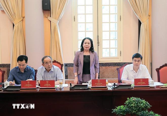 Phó Chủ tịch nước Võ Thị Ánh Xuân phát biểu. (Ảnh: An Đăng/TTXVN) ttxvn-0306-thi-dua-yeu-nuoc-3.jpg