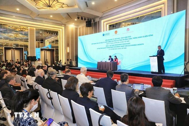 Diễn đàn đầu tư Việt Nam-OECD năm 2023. (Ảnh: Tuấn Anh/TTXVN) ttxvn-dien-dan-dau-tu-viet-nam-oecd-nam-2023-0506.jpg