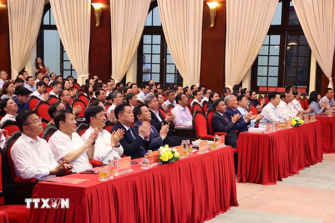 Các đại biểu dự hội nghị. (Ảnh: Văn Điệp/TTXVN) ttxvn-tap-huan-hoat-dong-cua-mttq-va-doan-the-chinh-tri-cap-xa-moi-1406-5.jpg