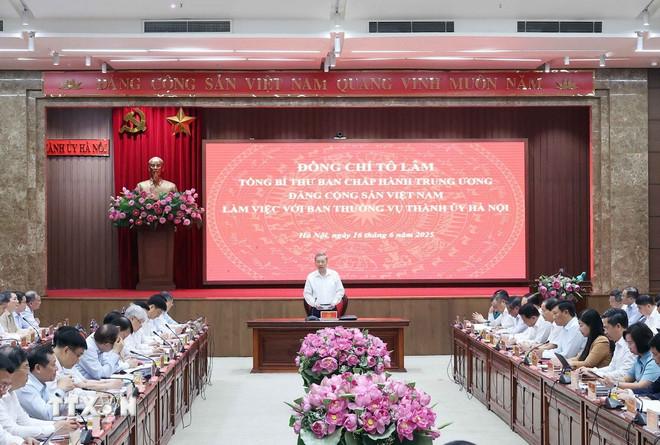 Tổng Bí thư Tô Lâm phát biểu. (Ảnh: Thống Nhất/TTXVN) ttxvn-tong-bi-thu-to-lam-thanh-uy-ha-noi-3.jpg