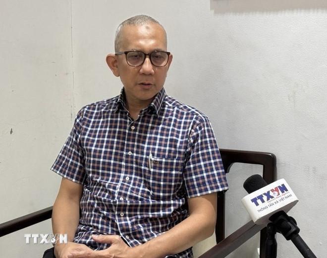 Ông Beni Sukadis, Điều phối viên cao cấp của Viện Nghiên cứu Quốc phòng và Chiến lược Indonesia (Lesperssi). (Ảnh: Đỗ Quyên/TTXVN) ttxvn-30-nam-viet-nam-gia-nhap-asean-2107-2.jpg