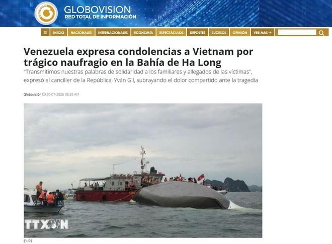 Nội dung chia buồn được đăng tải trên cổng thông tin điện tử của Globalvisión - một trong những kênh truyền hình lớn nhất tại Venezuela. ttxvn-venezuela-chia-buon-2.jpg