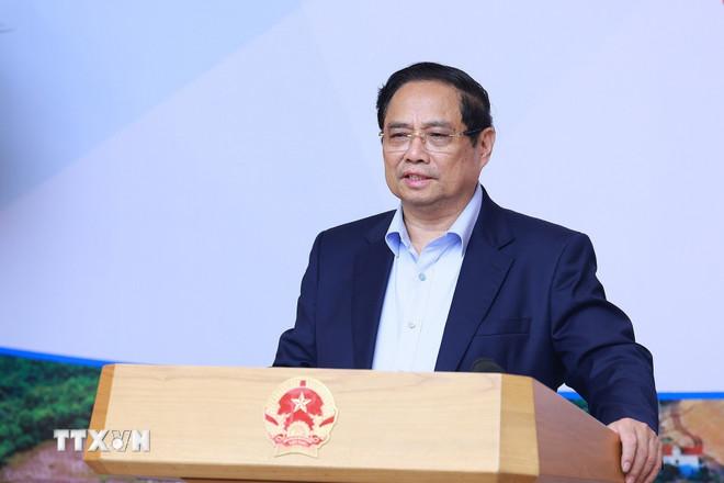 Thủ tướng Phạm Minh Chính chủ trì hội nghị. (Ảnh: Dương Giang/TTXVN) ttxvn-thu-tuong-chu-tri-hoi-nghi-so-ket-cac-du-an-cong-trinh-quan-trong-quoc-gia-7072.jpg
