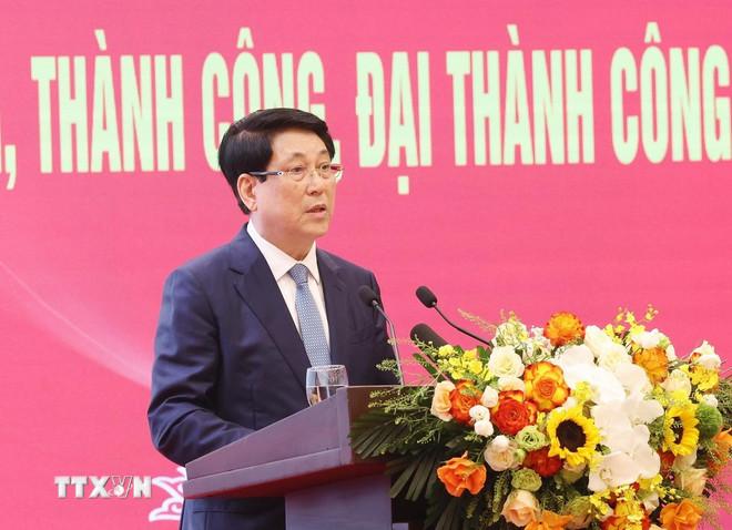 Chủ tịch nước Lương Cường phát biểu. (Ảnh: Lâm Khánh/TTXVN) ttxvn-chu-tich-nuoc-va-thu-tuong-gap-mat-dai-bieu-tieu-bieu-14.jpg