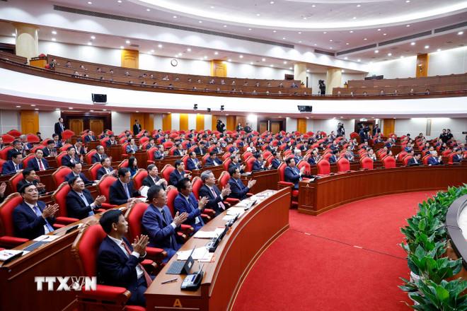 Các đại biểu tham dự phiên khai mạc Hội nghị lần thứ 14 Ban Chấp hành Trung ương Đảng khóa XIII. (Ảnh: Thống Nhất/TTXVN) ttxvn-khai-mac-hoi-nghi-lan-thu-14-ban-chap-hanh-trung-uong-dang-khoa-xiii-8387073.jpg