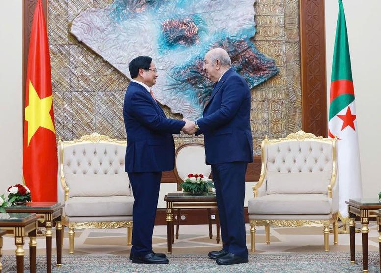 Thủ tướng Phạm Minh Chính hội kiến Tổng thống Algeria- Ảnh 4. Thủ tướng Phạm Minh Chính hội kiến Tổng thống Algeria- Ảnh 4.