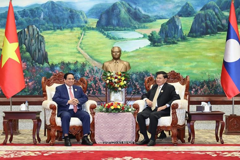 Thủ tướng Phạm Minh Chính hội kiến Tổng Bí thư, Chủ tịch nước Lào- Ảnh 3.