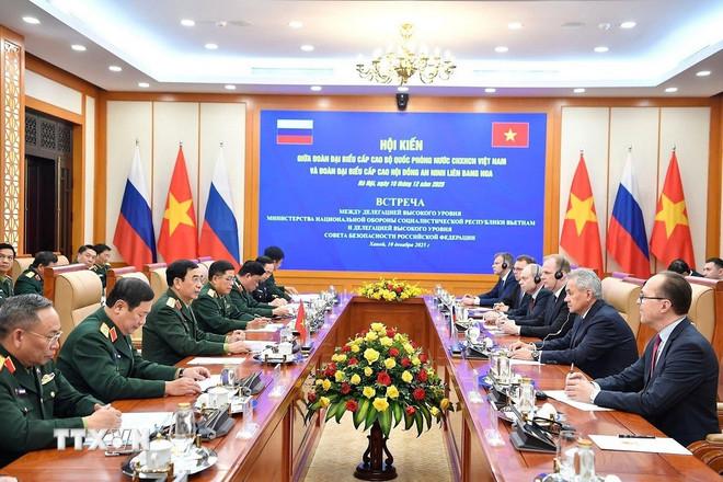 Quang cảnh cuộc hội kiến. (Ảnh: TTXVN phát) ttxvn-viet-nga-quoc-phong-2.jpg