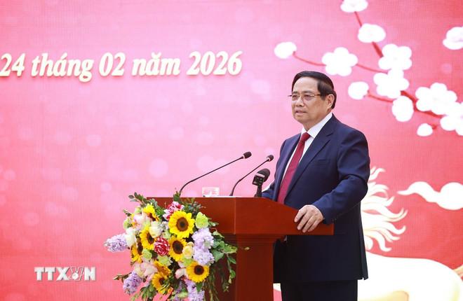 Thủ tướng Phạm Minh Chính phát biểu khi đến thăm và làm việc với Viện Hàn lâm Khoa học và Xã hội Việt Nam. (Ảnh: Dương Giang/TTXVN) ttxvn-thu-tuong-tham-va-lam-viec-voi-vien-han-lam-khoa-hoc-va-xa-hoi-viet-nam3.jpg