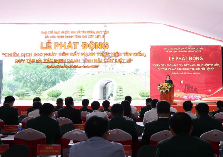 Phó Thủ tướng Phạm Thị Thanh Trà phát động Chiến dịch 500 ngày đêm tìm kiếm, quy tập và xác định danh tính hài cốt liệt sĩ- Ảnh 2.