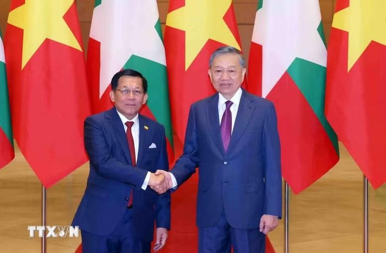 Tổng Bí thư, Chủ tịch nước Tô Lâm hội đàm với Tổng thống Myanmar Min Aung Hlaing- Ảnh 1.
